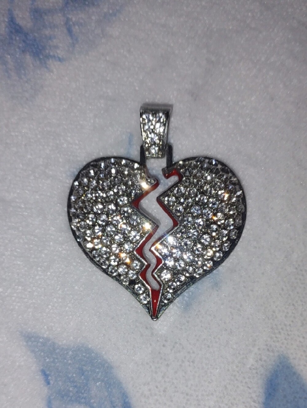 Sparkling Silver Heart Pendant Necklace Or Bag Accessory  - Women Jewelry
